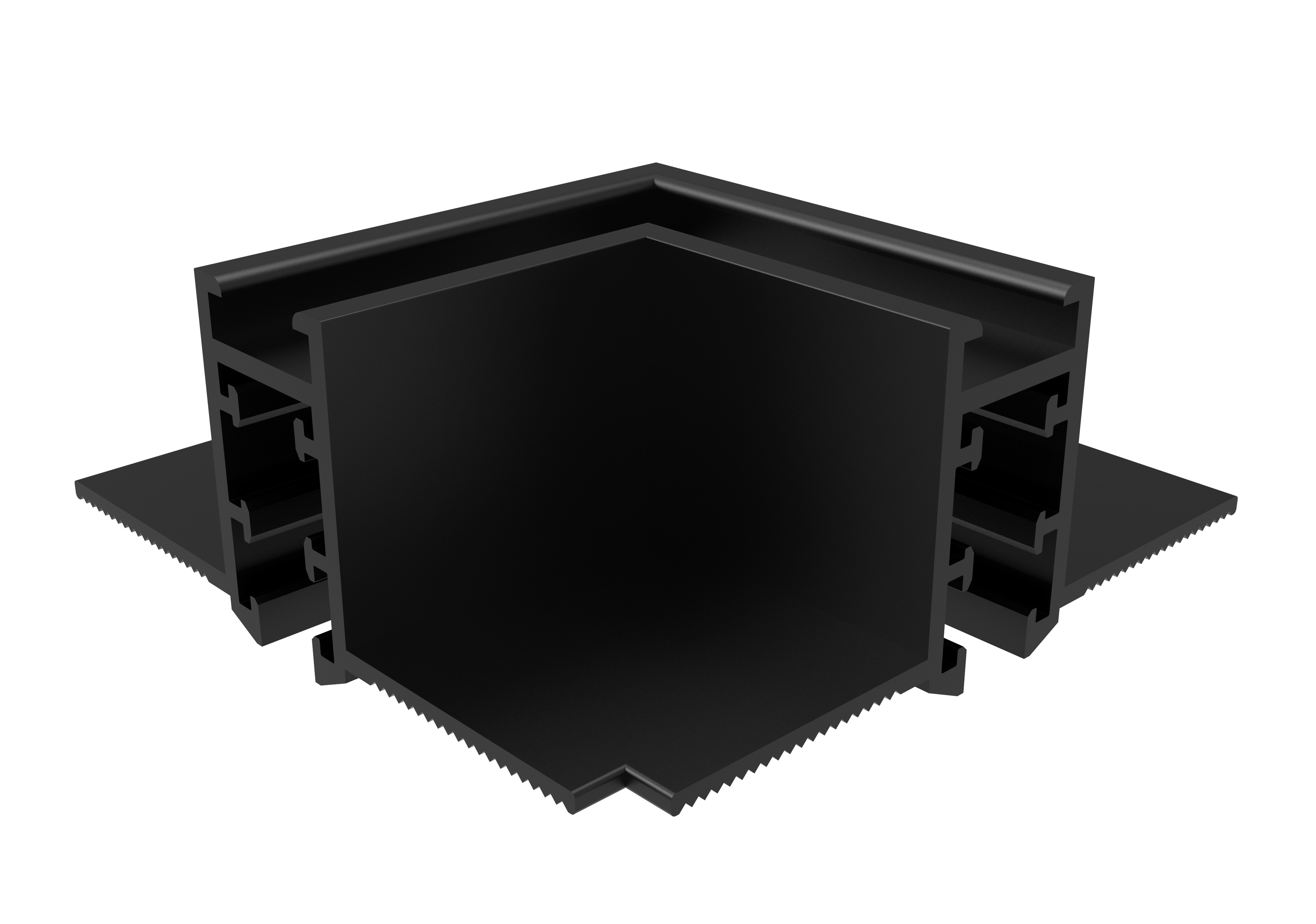 Conector Colț Orizontal M05-R Negru pentru Șină Magnetică Optonica