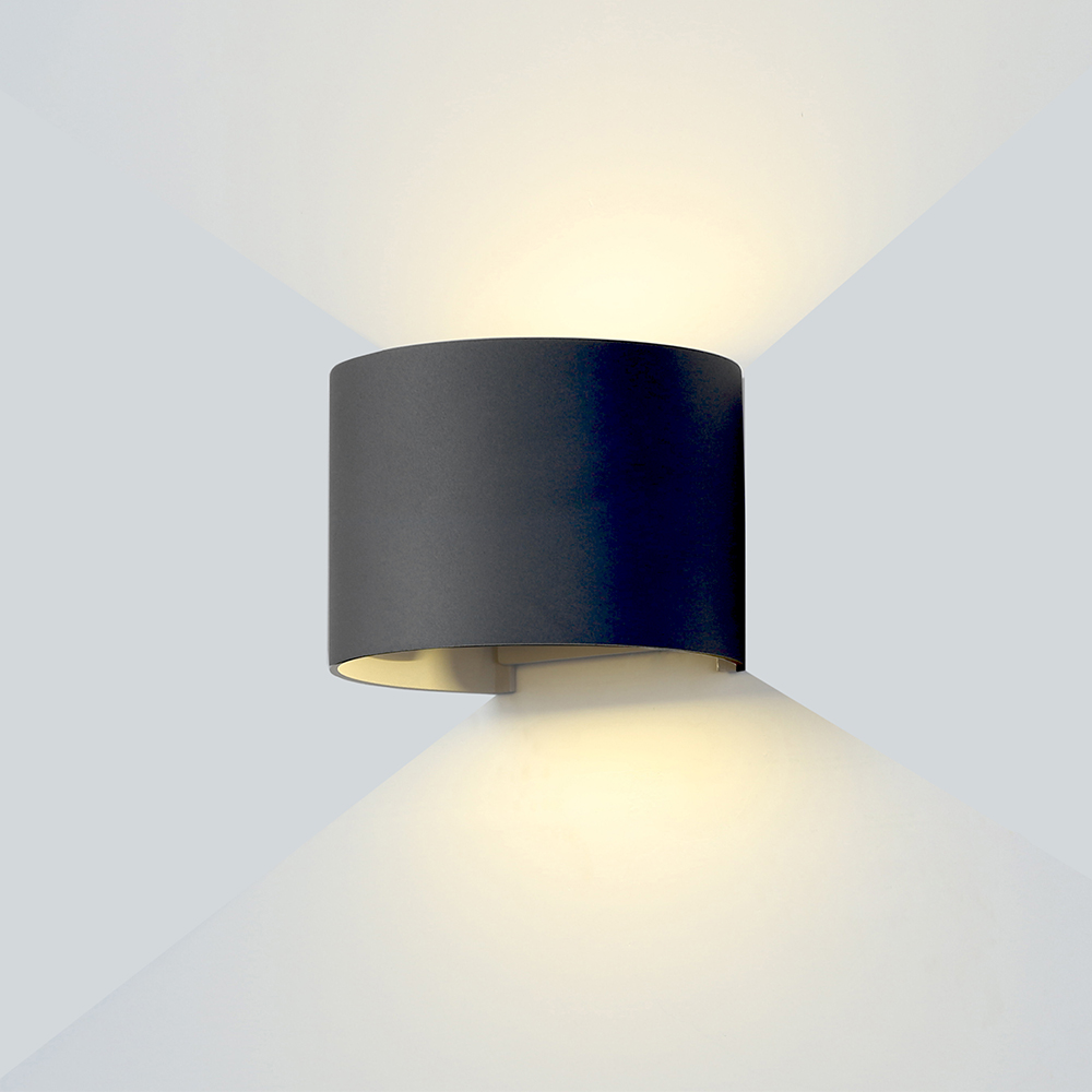 LED stenska svetilka črna ohišje okrogla