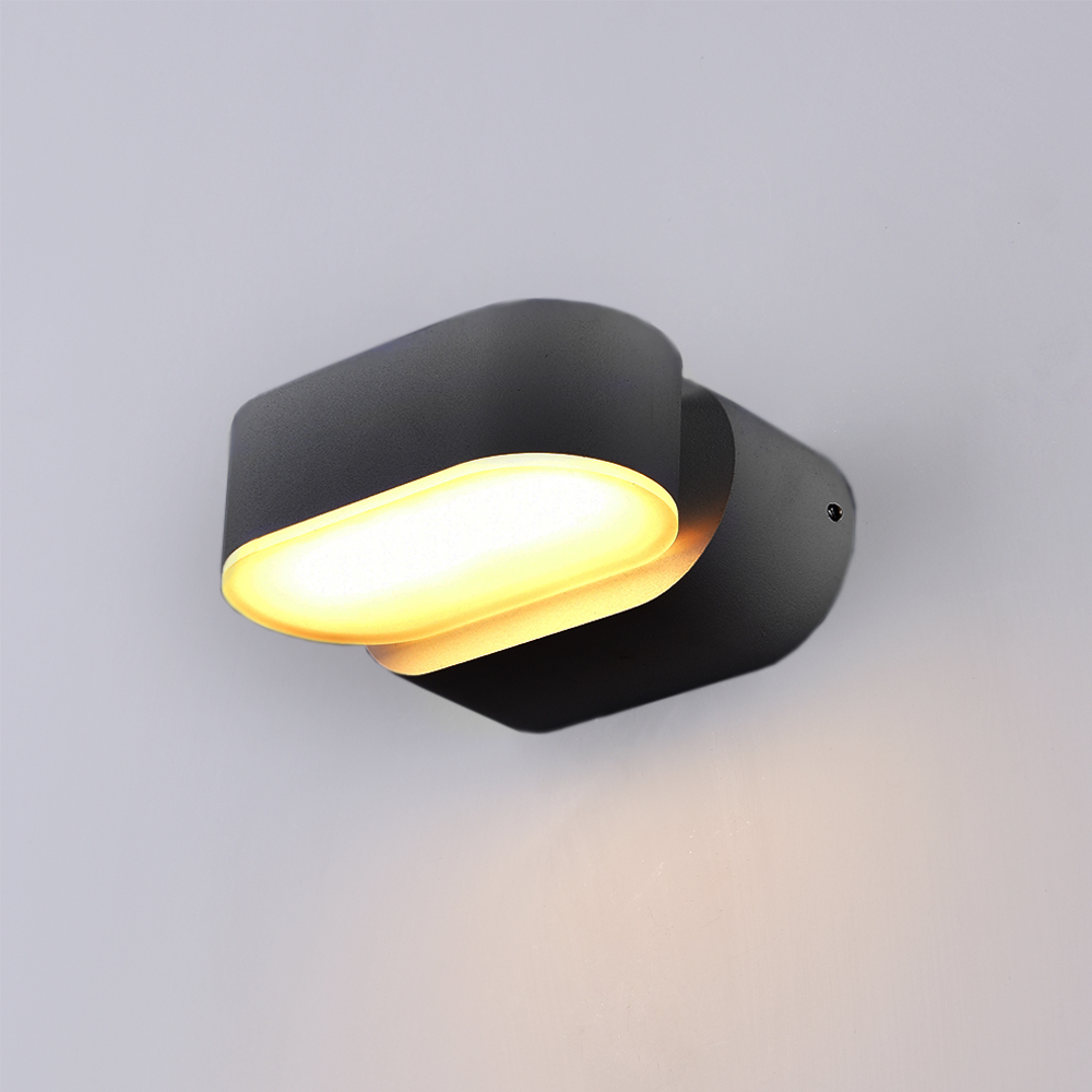 LED stenska svetilka Epistar 6W črno telo rotacijska