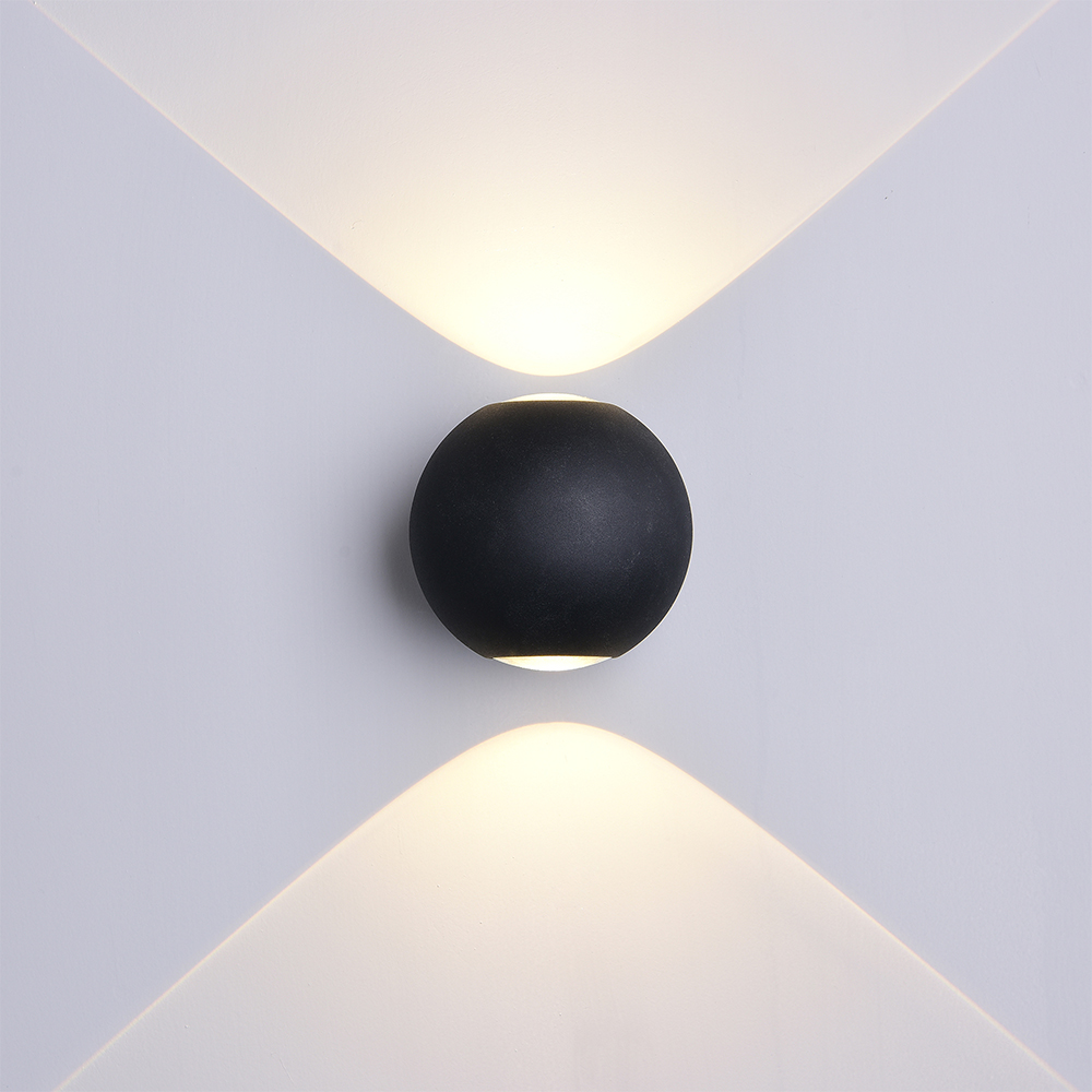 LED stenska svetilka okrogla črna ohišje