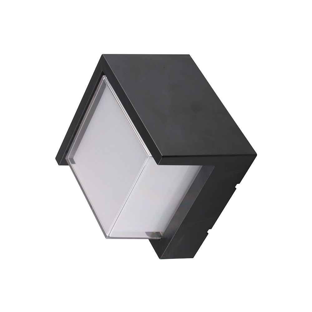 LED stenska svetilka kvadratna črna